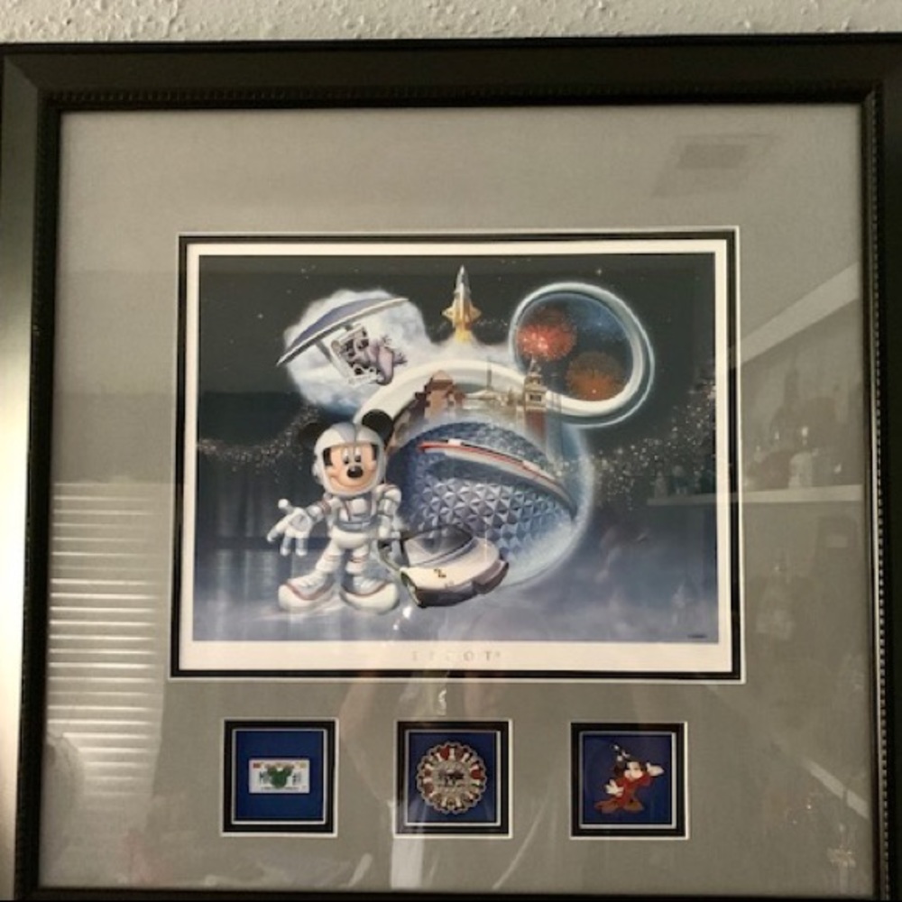Disney Lithographs w/Pins in Museum Frames!